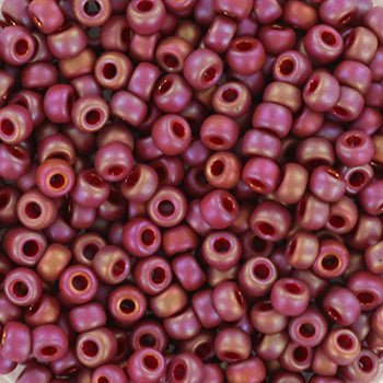 Miyuki seed beads 8/0 - opaque glazed frosted rainbow red 4696 - Uniq Perler - 123301