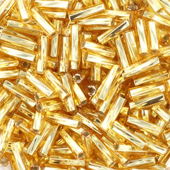 Miyuki Tvistet Bugle/Rør Perler Gold Silverlined – 6 mm - Uniq Perler - 123277