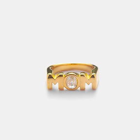 MOM Ring aus 18K wasserdichtem Vergoldet Stahl mit Zirkonia-Steinen (verschiedene Größen) - Uniq Perler - 73576