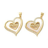 "MOM" Vedhæng Med Zirkonia Sten, 18K Forgyldt, (22x26mm) - Uniq Perler - 114948