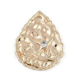 Mønstret Dråbe Vedhæng Med Zirkonia Sten, 18K Forgyldt, 19x15mm - Uniq Perler - 976796