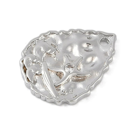 Mønstret Dråbe Vedhæng Med Zirkonia Sten, Platin, 19x15mm - Uniq Perler - 976797