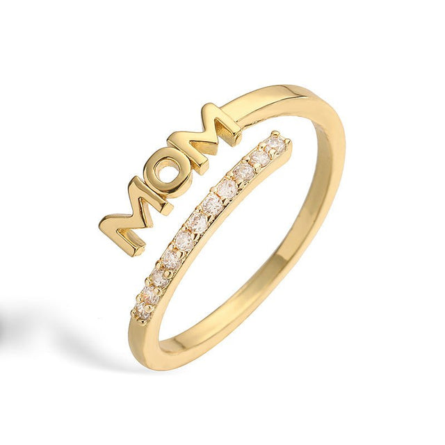 Mor Ring Med Zirkonia – 18K Forgyldt Messing - Regulerbar - Uniq Perler - 123100