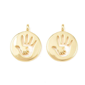 Mother/Child Pendant With Cubic Zirconia – Long-Lasting Gold Plated (22x18mm) - Uniq Perler - 117320