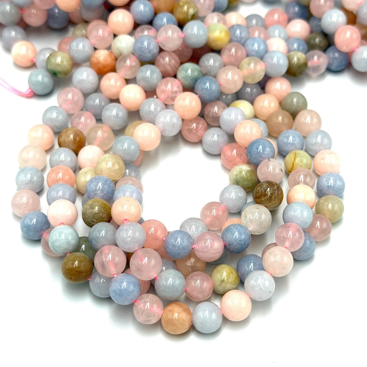 Morganit - Farve Mix, Runde (8mm) - Uniq Perler - 118060