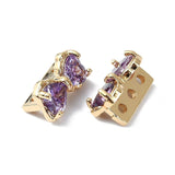 Multi Link Connector Med Lilla Zirkonia Sten, 18K Langtidsholdbar Forgyldning, (7x12x7mm) - Uniq Perler - 112056