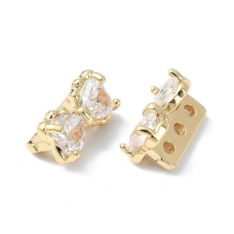 Multi Links, Connector Med Zirkonia Sten, 18K Langtidsholdbar Forgyldning, 7x12x7mm - Uniq Perler - 112057