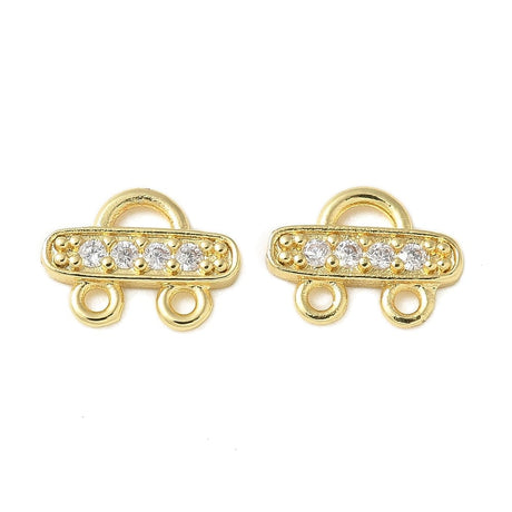 Multi Links Connector Med Zirkonia Sten, 18K Langtidsholdbar Forgyldt, (10x7mm), 2 stk. - Uniq Perler - 114735