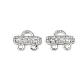 Multi Links Connector mit Zirkonia-Steinen, langlebig versilbert, (10x7mm), 2 Stk. - Uniq Perler - 114734