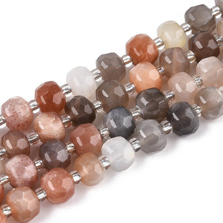Multi Månesten Perler – Facetterede Rondeller (7~8.5mm) - Uniq Perler - 