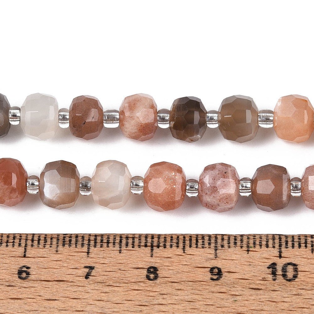 Multi Månesten Perler – Facetterede Rondeller (7~8.5mm) - Uniq Perler - 