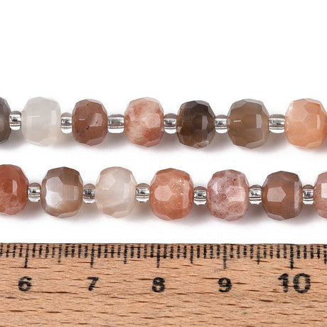 Multi Månesten Perler – Facetterede Rondeller (7~8.5mm) - Uniq Perler - 