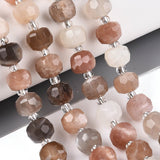 Multi Månesten Perler – Facetterede Rondeller (7~8.5mm) - Uniq Perler - 