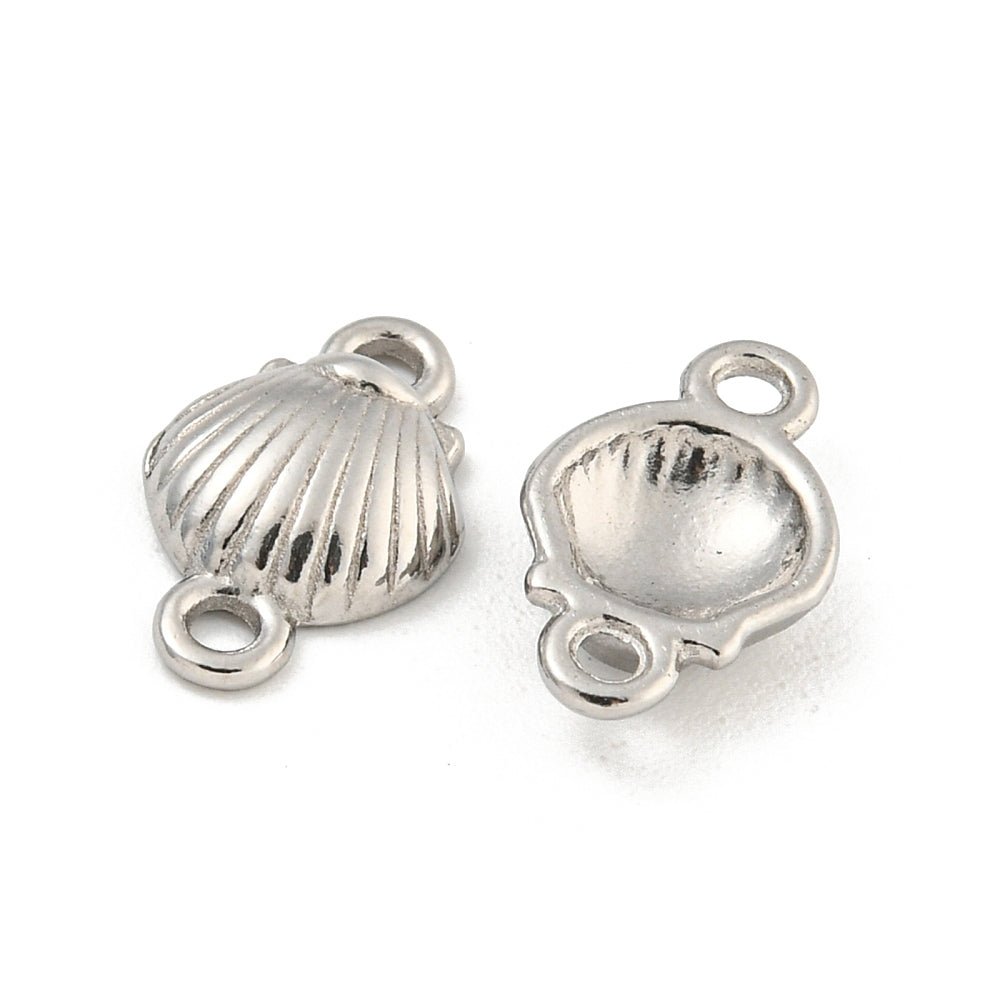 Muslinge Mellemled i Vandfast Stål – Stål Farve (11.5x7.5mm, 2 stk.) - Uniq Perler - 117431