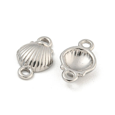 Muschel-Mittelglied aus rostfreiem Stahl – Stahlfarbe (11,5x7,5mm, 2 Stk.) - Uniq Perler - 117431