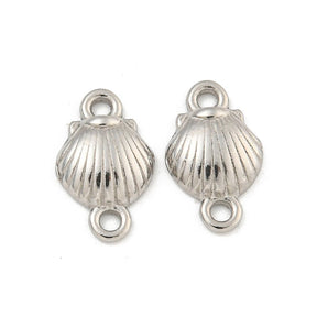 Muschel-Mittelglied aus rostfreiem Stahl – Stahlfarbe (11,5x7,5mm, 2 Stk.) - Uniq Perler - 117431