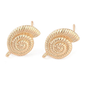 Mussel Ear studs – 14K Gold-plated (16.5x11.5mm) - Uniq Perler - 115455
