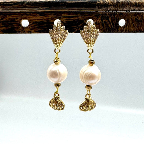 Muslinge Ørestikkere Med Klare Zirkonia – Forgyldt (14x8mm) - Uniq Perler - 114514