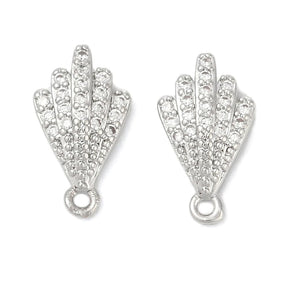 Mussel Örhängen Med Zirkonia – Platinafärgad (14x8mm) - Uniq Perler - 114513