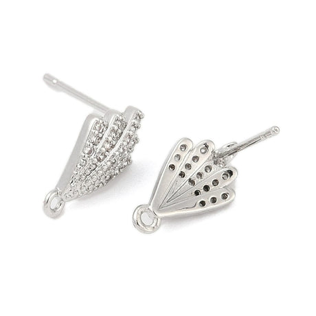 Muslinge Ørestikkere Med Zirkonia – Platin Farvet (14x8mm) - Uniq Perler - 114513