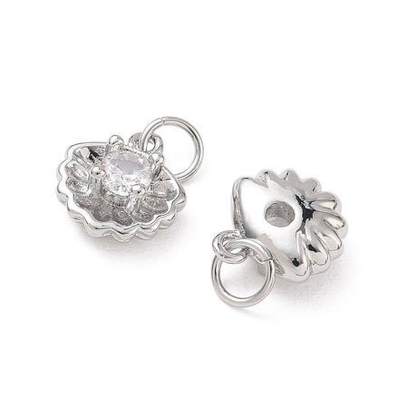 Muslinge Vedhæng Med Zirkonia – Langtidsholdbar Platinbelagt Messing (11x10x4,5mm) - Uniq Perler - 122570
