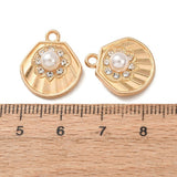 Muslingeskal Vedhæng Med Perle Og Rhinsten – 18K Forgyldt Messing (18x16x6,5mm) 6 Stk - Uniq Perler - 120495