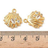 Muslingeskal Vedhæng Med Zirkonia – 18K Forgyldt Messing (18x16x5mm) - Uniq Perler - 120872