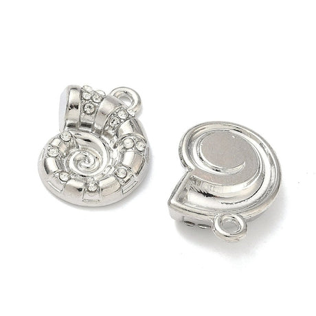 Muslingevedhæng i platinfarvet messing med rhinsten (19,5 mm) - Uniq Perler - 