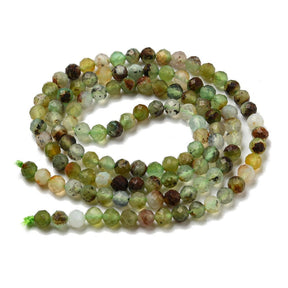 Natural Chrysoprase Bead Strands, Faceted, 3mm - Uniq Perler - 113230