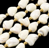 Naturlige Trochus Muslingeperler - Hvid, Nuggets (11 - 16mm) - Uniq Perler - 117234