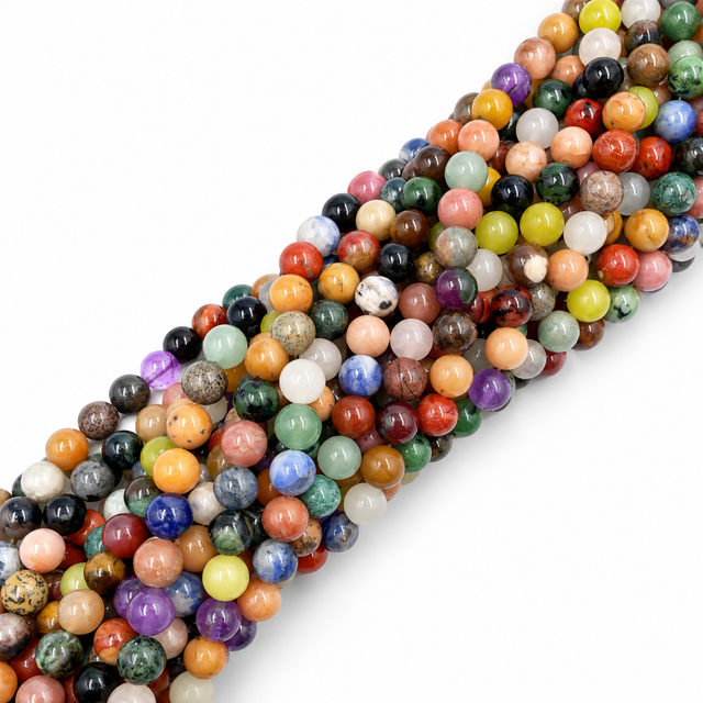 Natursten Mix – Assorterede Farver, Runde (6mm) - Uniq Perler - 147248