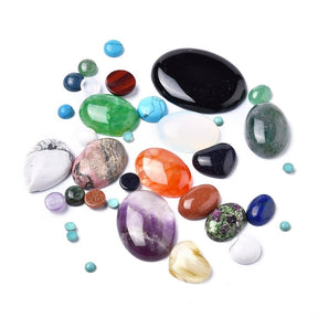 Natural Stone Mix Cabochons – Mix Shapes & Colors (2 - 40mm) 50g - Uniq Perler - 