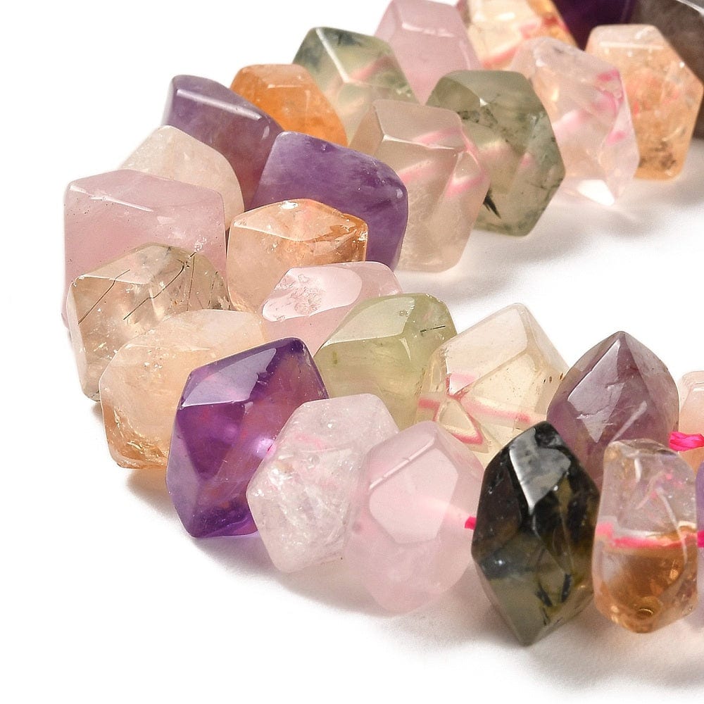 Natursten Mix – Facetterede Perler (11 - 12x8mm) - Uniq Perler - 112311