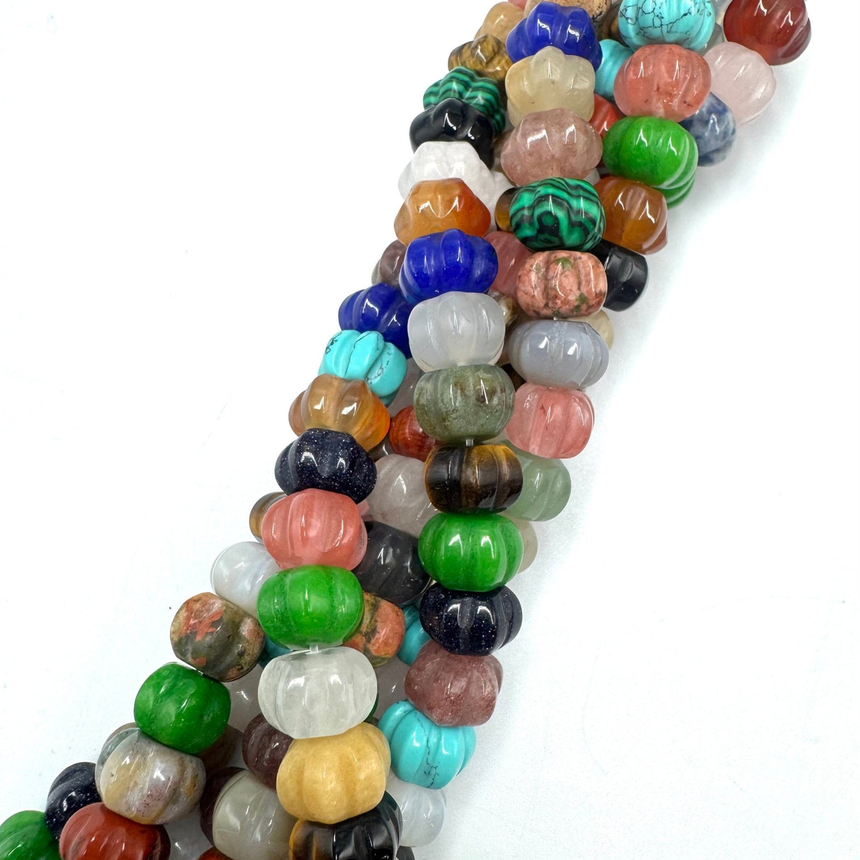 Natursten Mix Perler – Græskar Form, Farve Mix (12x7,5~8mm) - Uniq Perler - 118643
