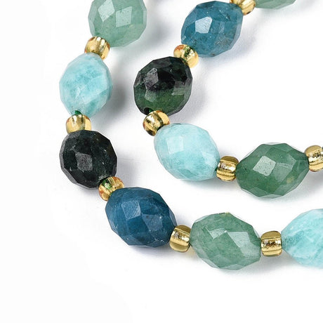 Natural Stone Beads – Rice Shape, Faceted (7.5–9mm) - Uniq Perler - 