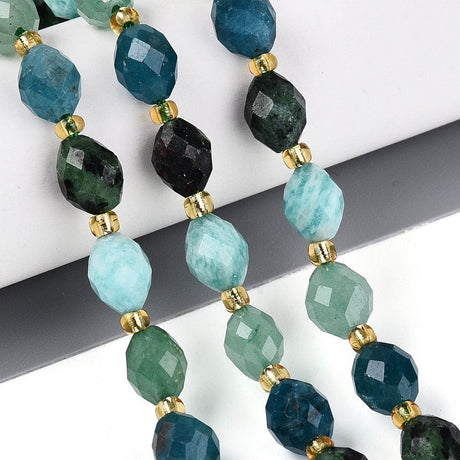 Natural Stone Beads – Rice Shape, Faceted (7.5–9mm) - Uniq Perler - 