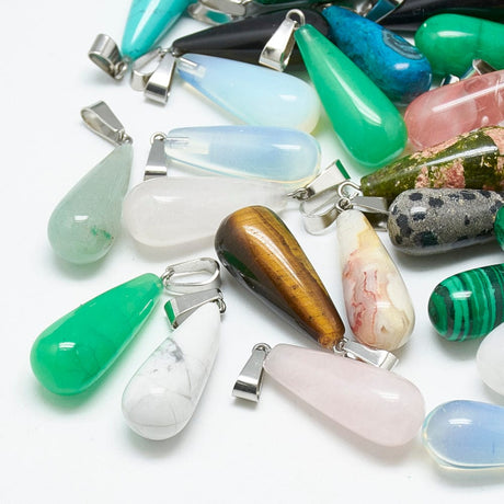 Naturstens Dråbe Vedhæng ass. modeller. - Uniq Perler - 112458