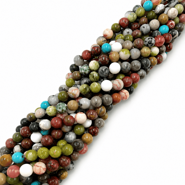 Naturstens Mix – Aventurin, Jasper, Rosakvarts, Jade, Sodalit (8mm) - Uniq Perler - 678276