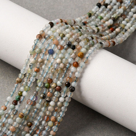 Naturstens Mix – Farve Mix, Facetteret, Rund (2mm) - Uniq Perler - 