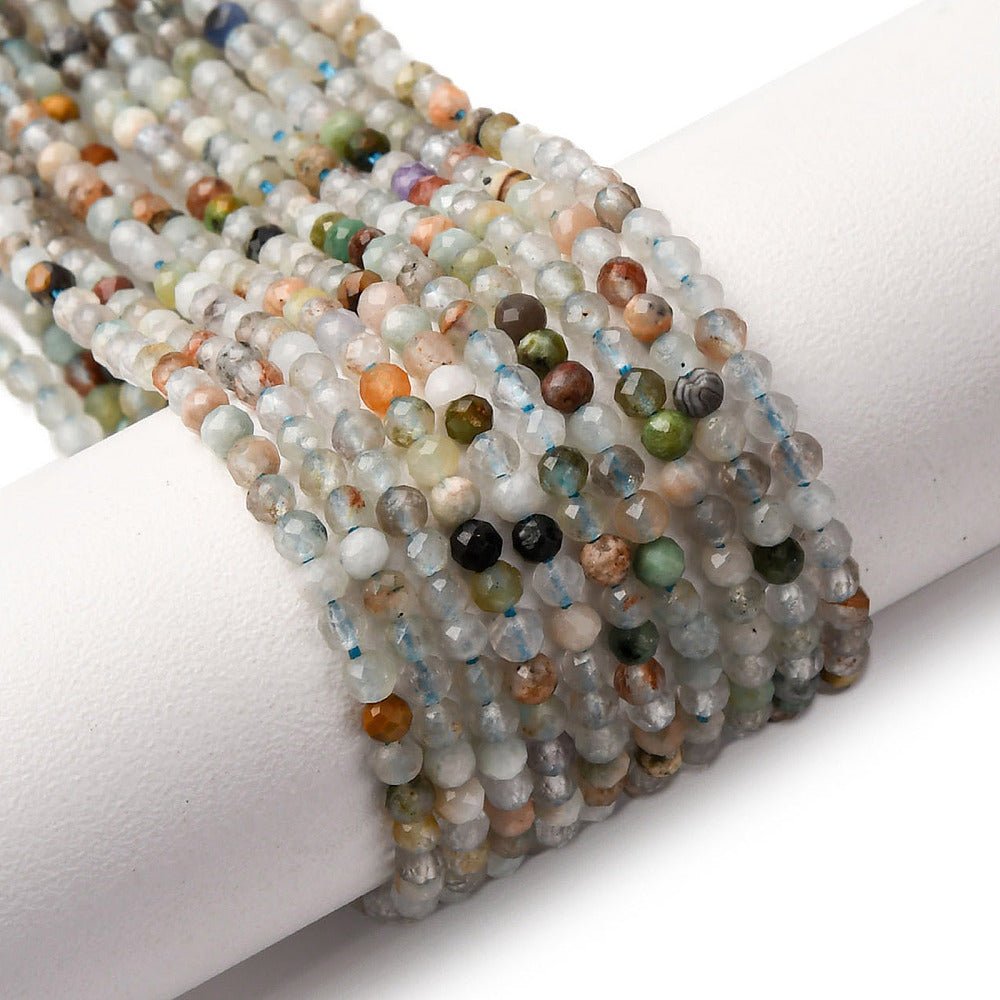 Naturstens Mix – Farve Mix, Facetteret, Rund (2mm) - Uniq Perler - 