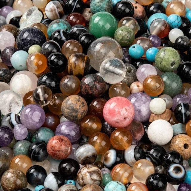 Naturstens Mix Perler (4 - 12mm) – 25 Stk - Uniq Perler - 356635