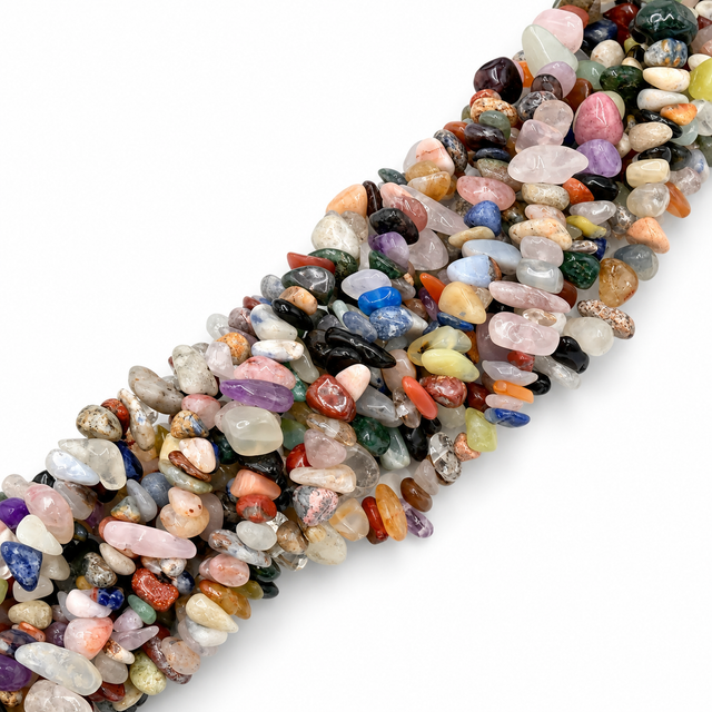 Naturstens Mix Perler – Chips (5-8mm), 80cm - Uniq Perler - 126056