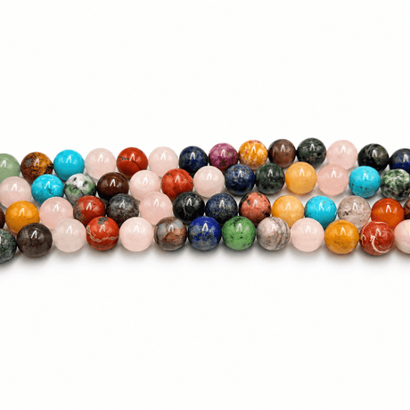 Naturstens Mix Perler – Runde (10mm) - Uniq Perler - 126002
