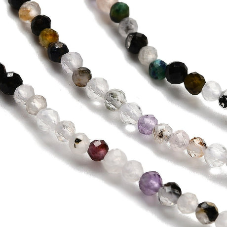 Naturstens Mix – Sort/Klar, Rund, Facetteret (2mm) - Uniq Perler - 