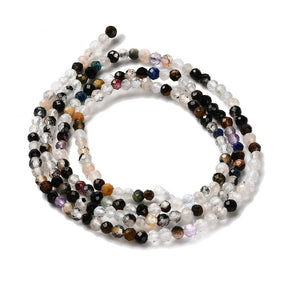Naturstens Mix – Svart/Klar, Rund, Fasetterad (2mm) - Uniq Perler - 