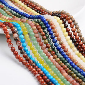 Natursteinsblanding Strenger – Assorterte Farger (4mm, 10 Strenger) - Uniq Perler - 1111490350