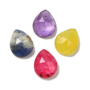 Natural Stone Mixed Cabochons – Color Mix, Teardrop Shape (8x10mm) 10 pcs - Uniq Perler - 115441