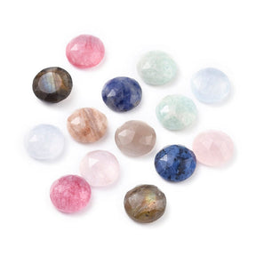 Naturstein Gemischte Cabochons – Farb-Mix, Rund (10x4,5mm) 6 Stk - Uniq Perler - 115478