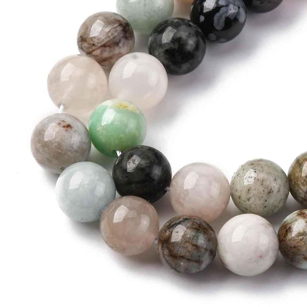 Naturstenspärlor Mix på Tråd – Rund (8mm) - Uniq Perler - 