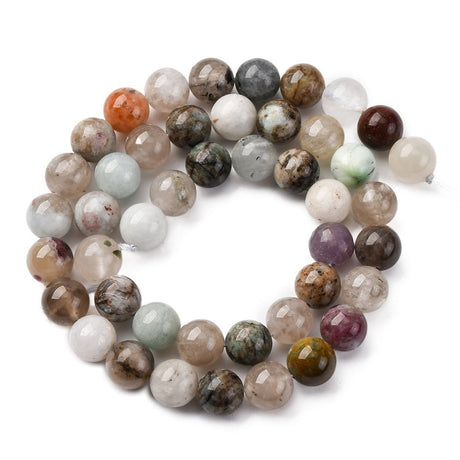 Natural Stone Beads Mix on String – Round (8mm) - Uniq Perler - 